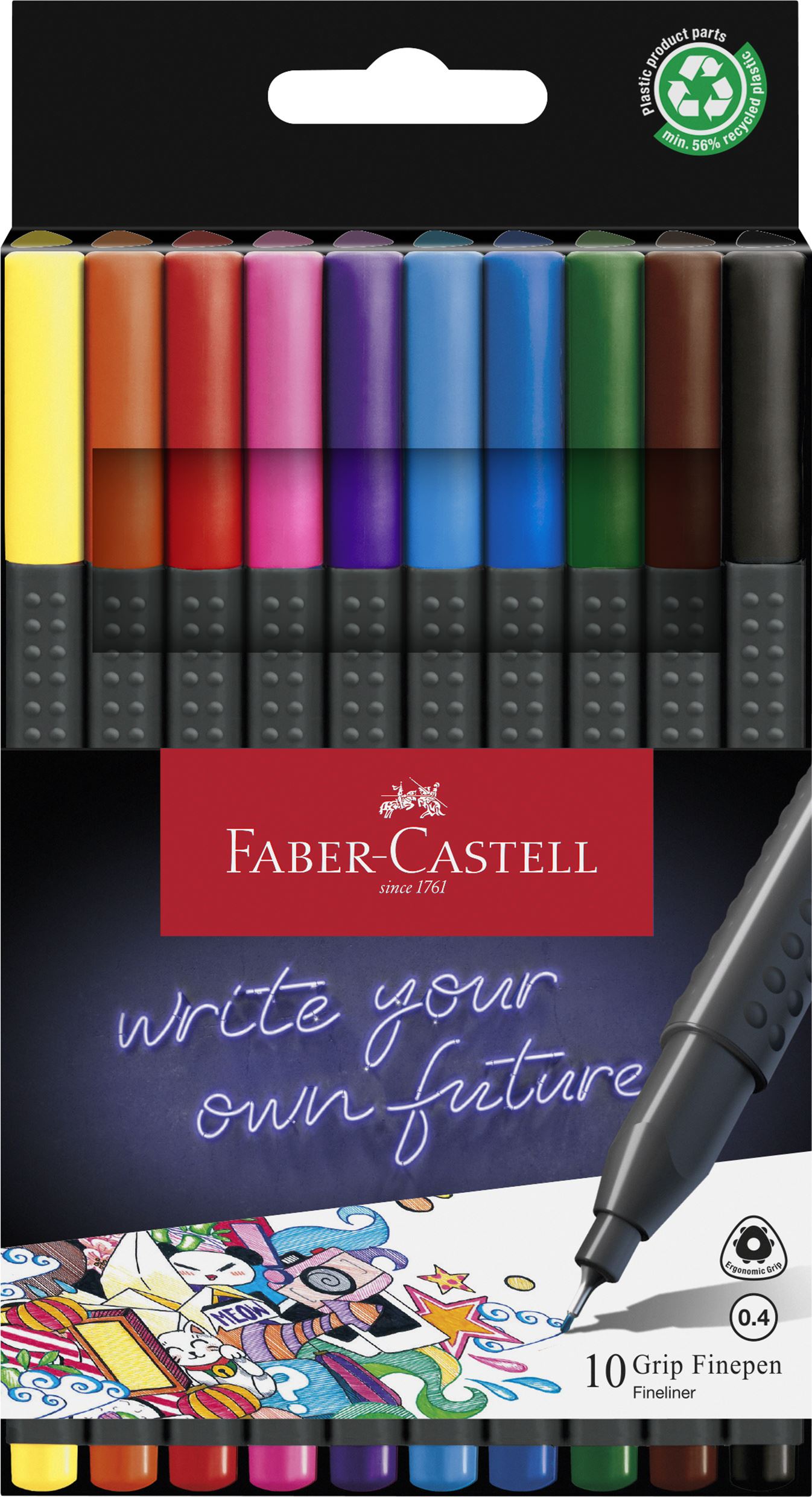 FINELINER FABER CASTELL GRIP 10 STK.