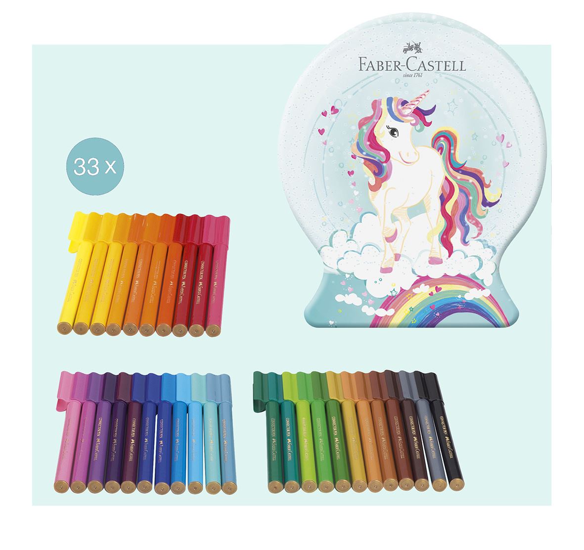 FABER CASTELL TUSSER CONNECTOR UNICORN TIN 33 STK.
