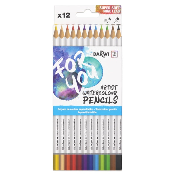DARWI WATER COLOUR PENCILS 12 STK.