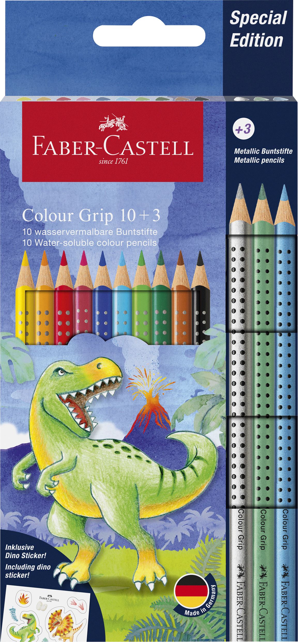 FABER CASTELL GRIP 2001 AKVAREL DINO 10+3 METALLIC