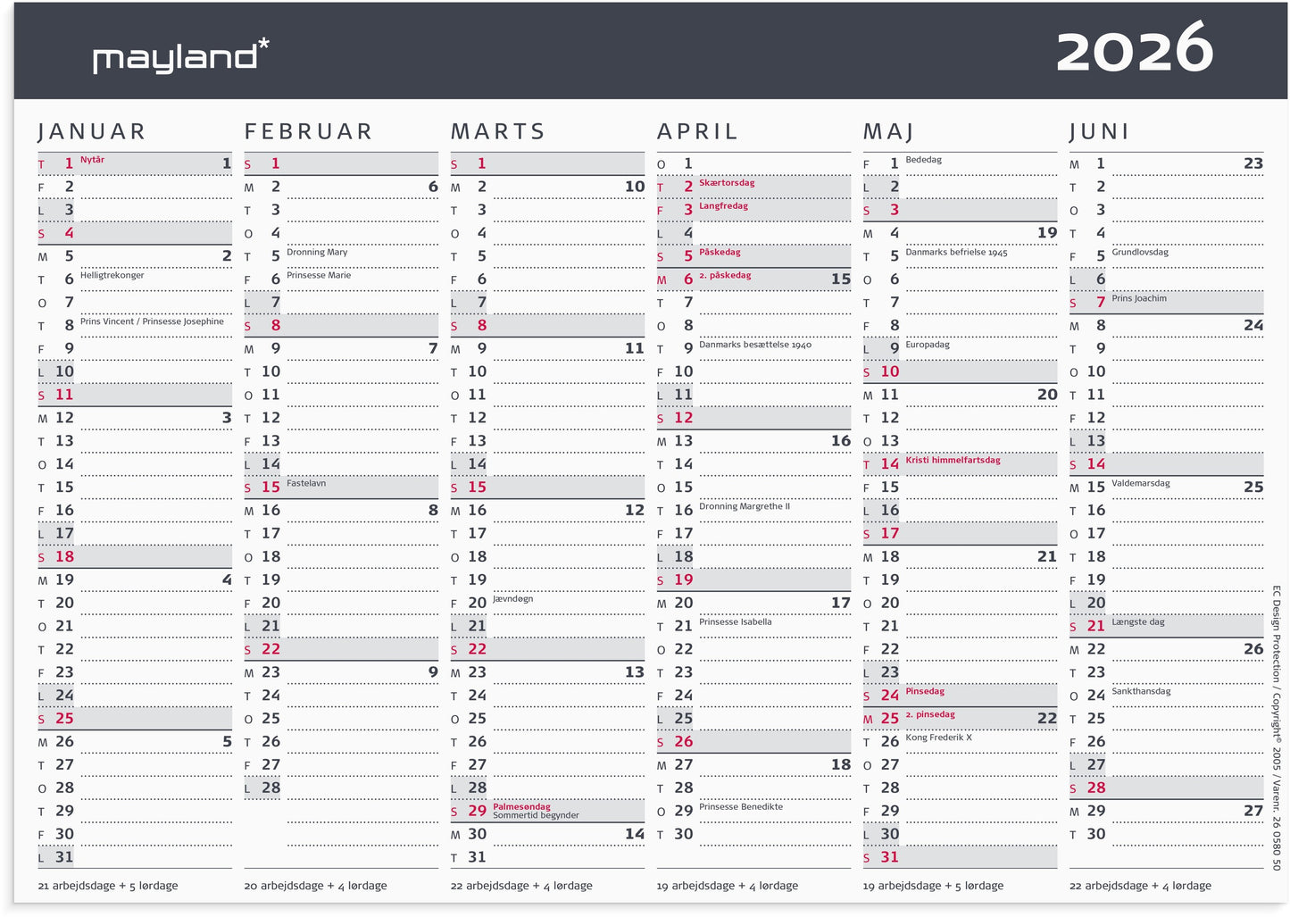KONTORKALENDER MODERNE A5 2026