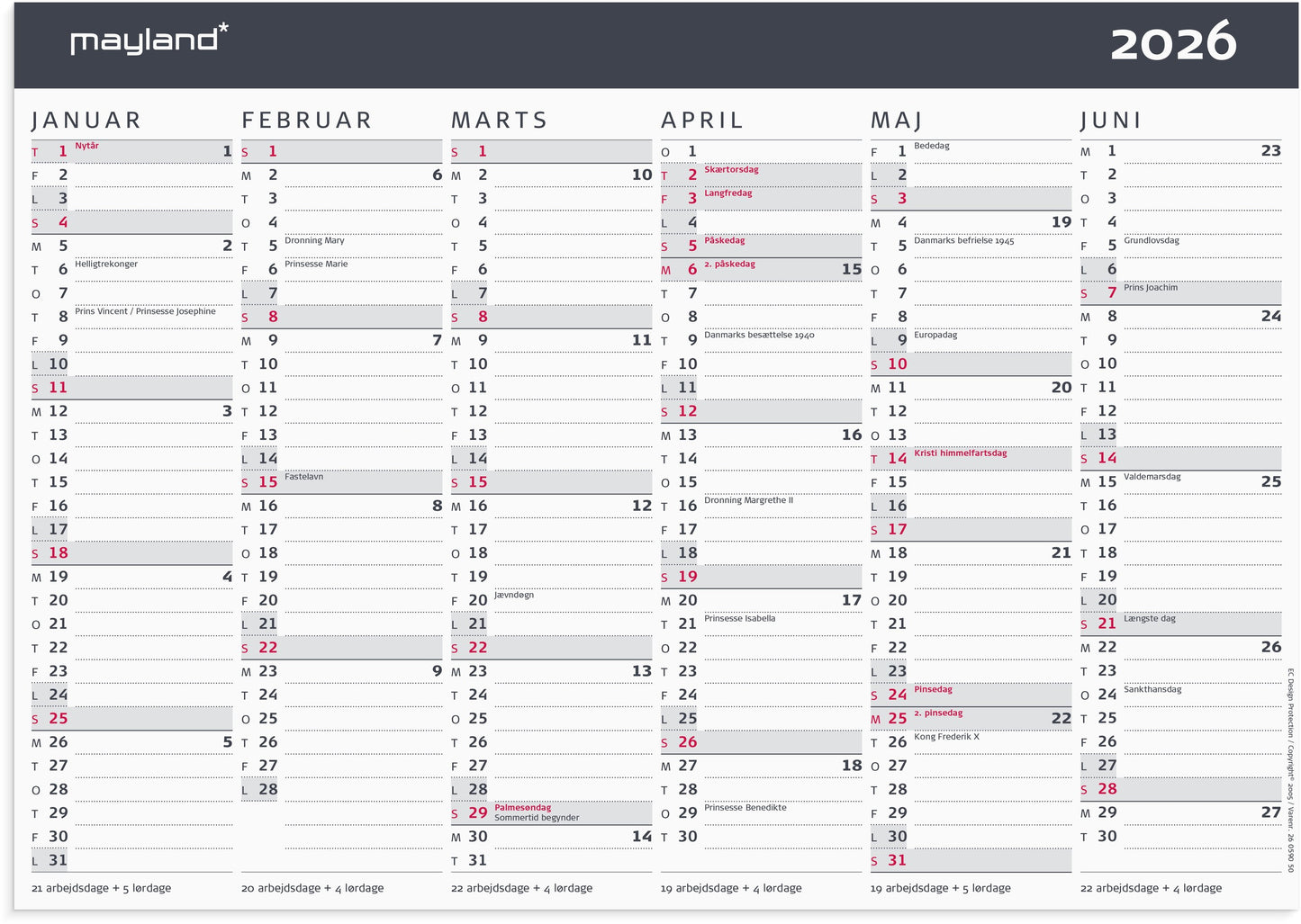 KONTORKALENDER MODERNE A4 2026
