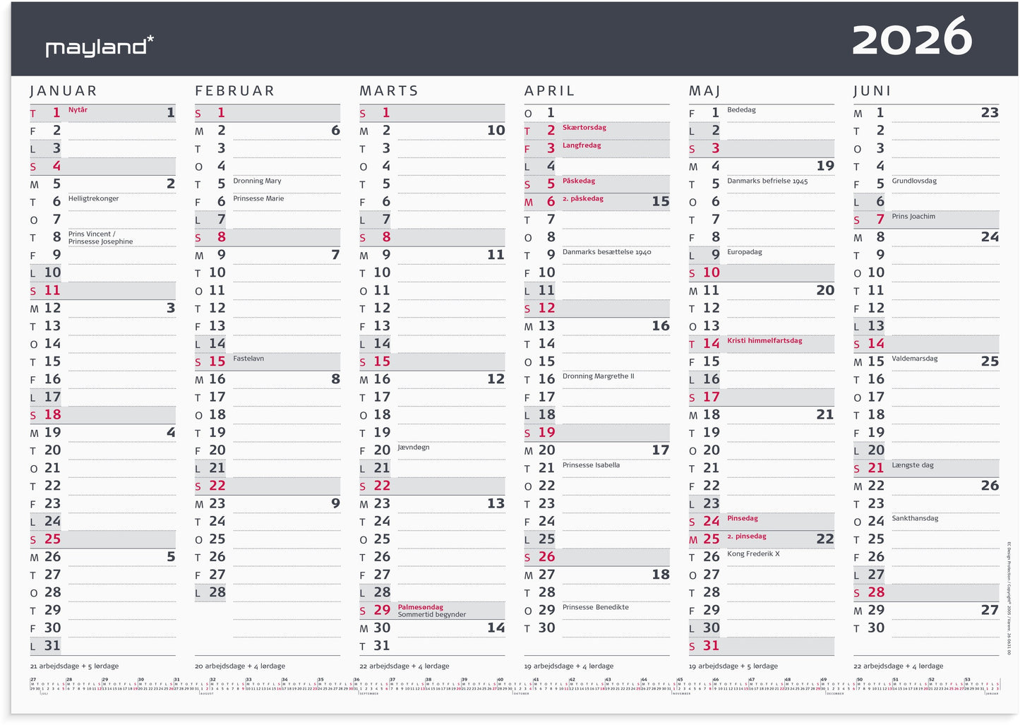 KONTORKALENDER MODERNE A3 2026