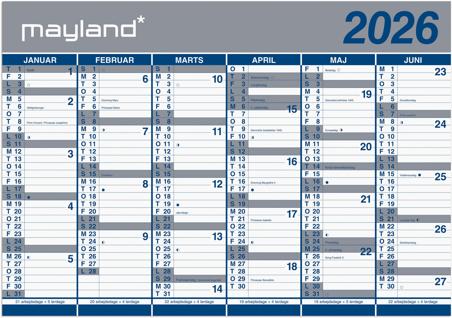 KÆMPEKALENDER 2X6 MDR PAPIR RØR 2026