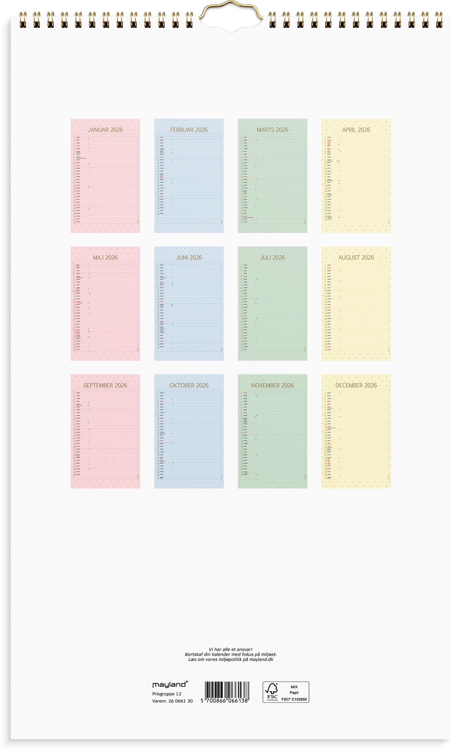 FAMILIEKALENDER COLOR STOR 2026