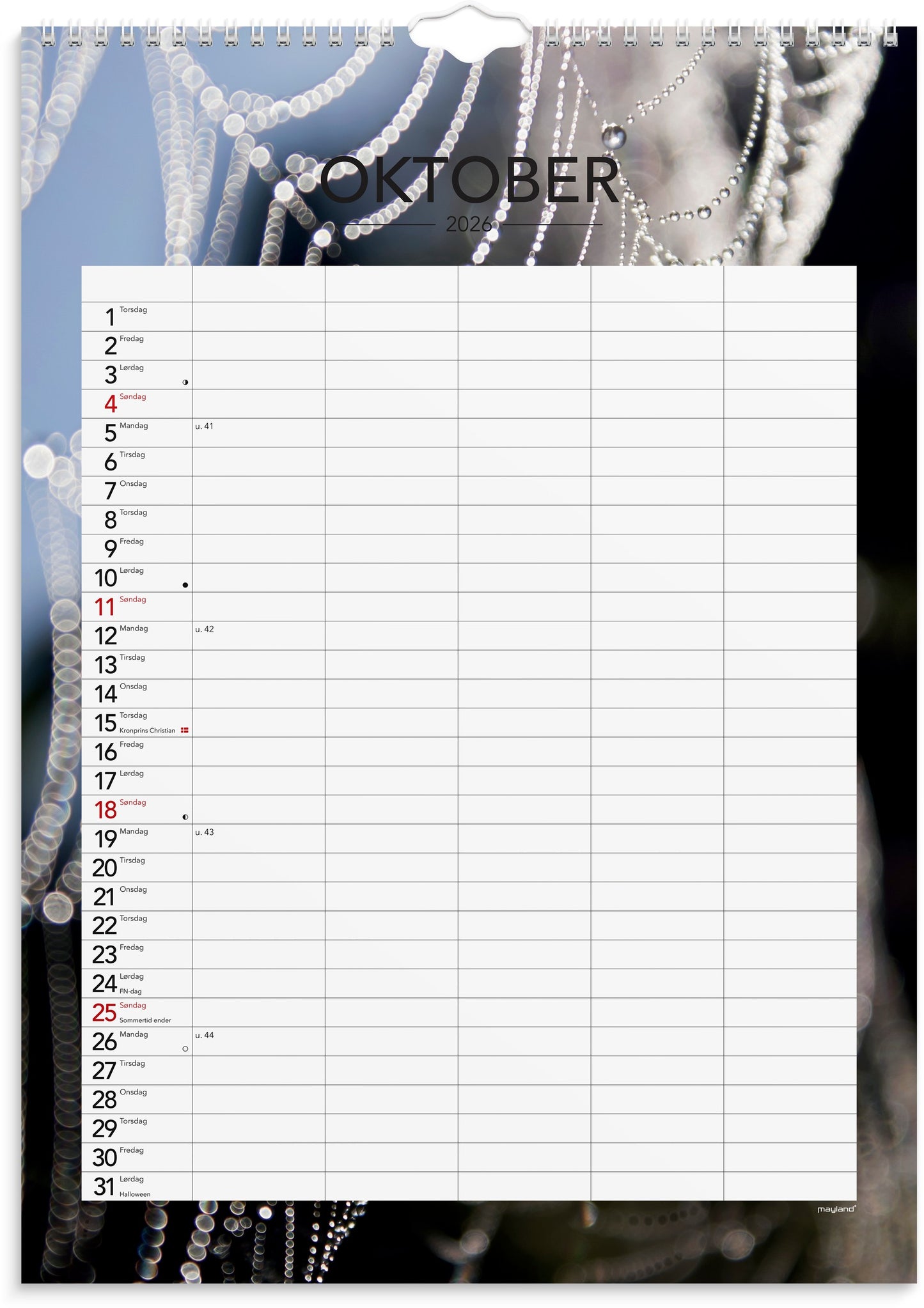 FAMILIEKALENDER ÅRSTIDER A3 2026