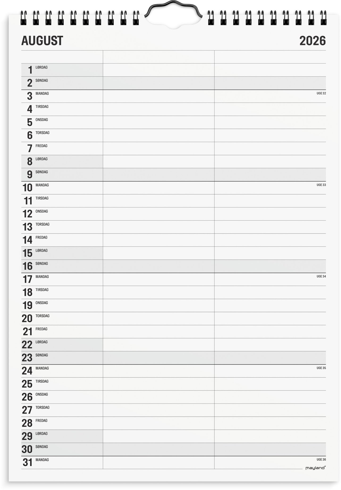 FAMILIEKALENDER BLACK AND WHITE 2 KOL. 2026