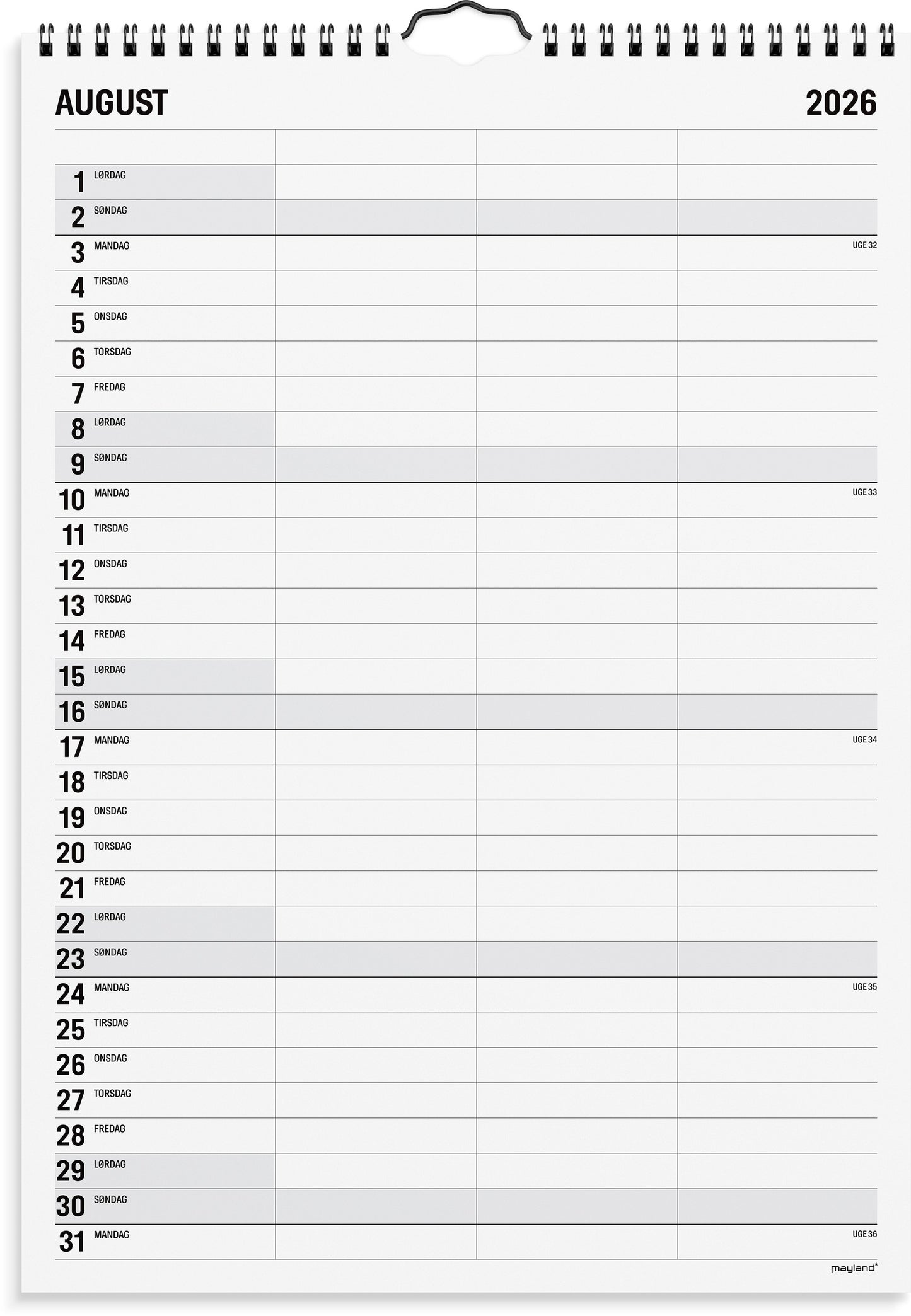 FAMILIEKALENDER BLACK AND WHITE 3 KOL. 2026