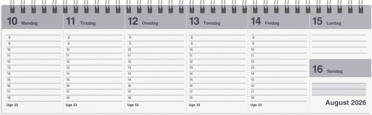 DAG-UGE BORDKALENDER GRÅ PP-PLAST 2026