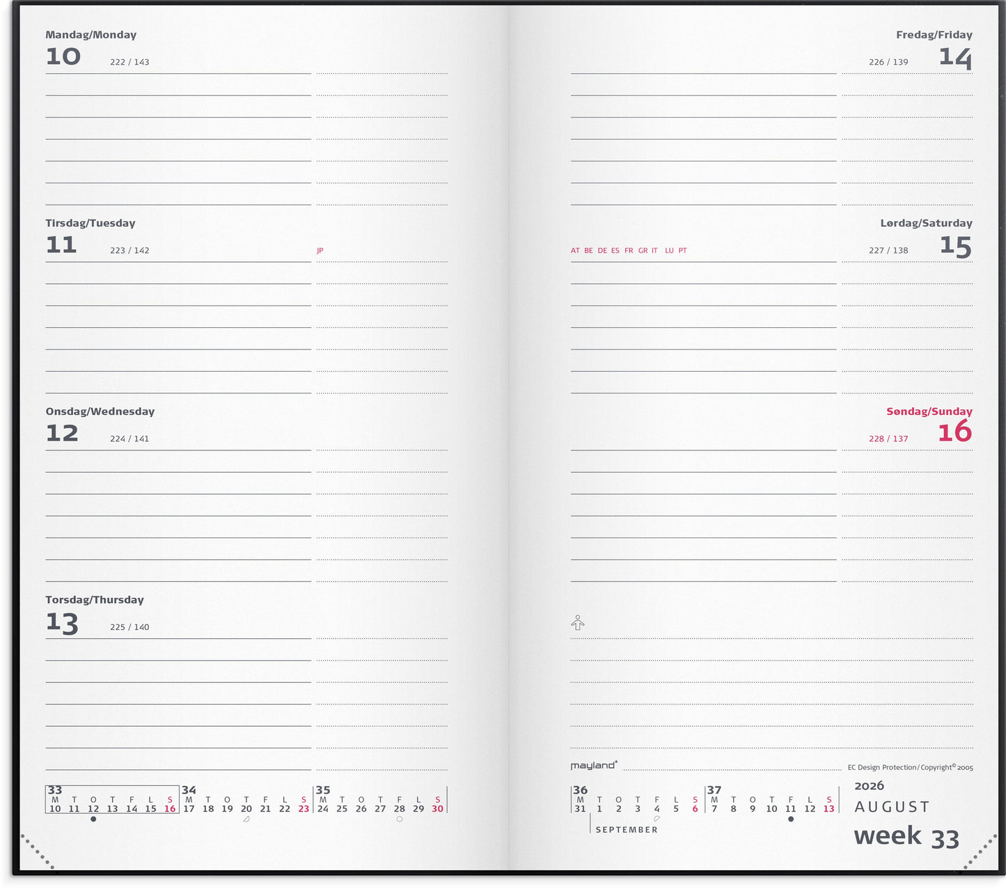 CITY WEEK PLANNER TVÆRFORMAT SORT VINYL 2026