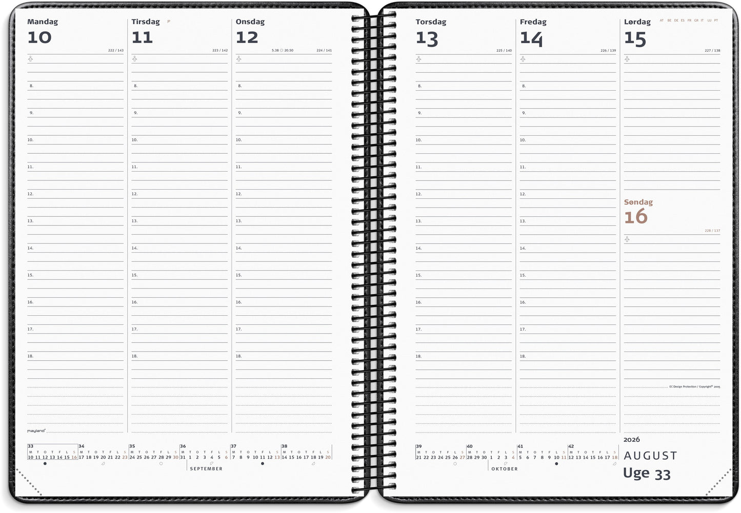 DIPLOMAT UGEKALENDER SORT KUNSTSKIND 2026 SPIRAL