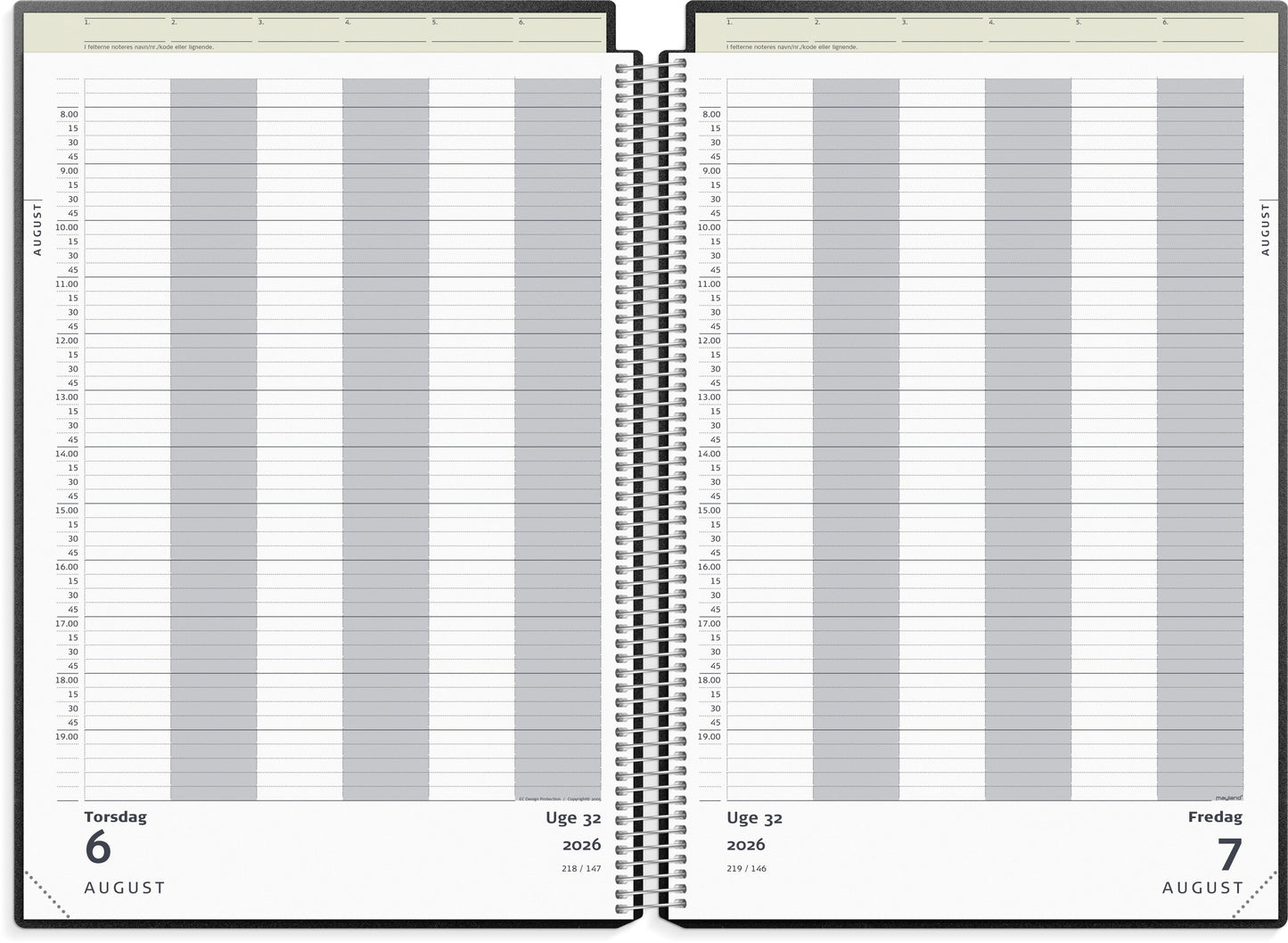 AFTALEKALENDER A4 DAG SORT PP-PLAST 2026