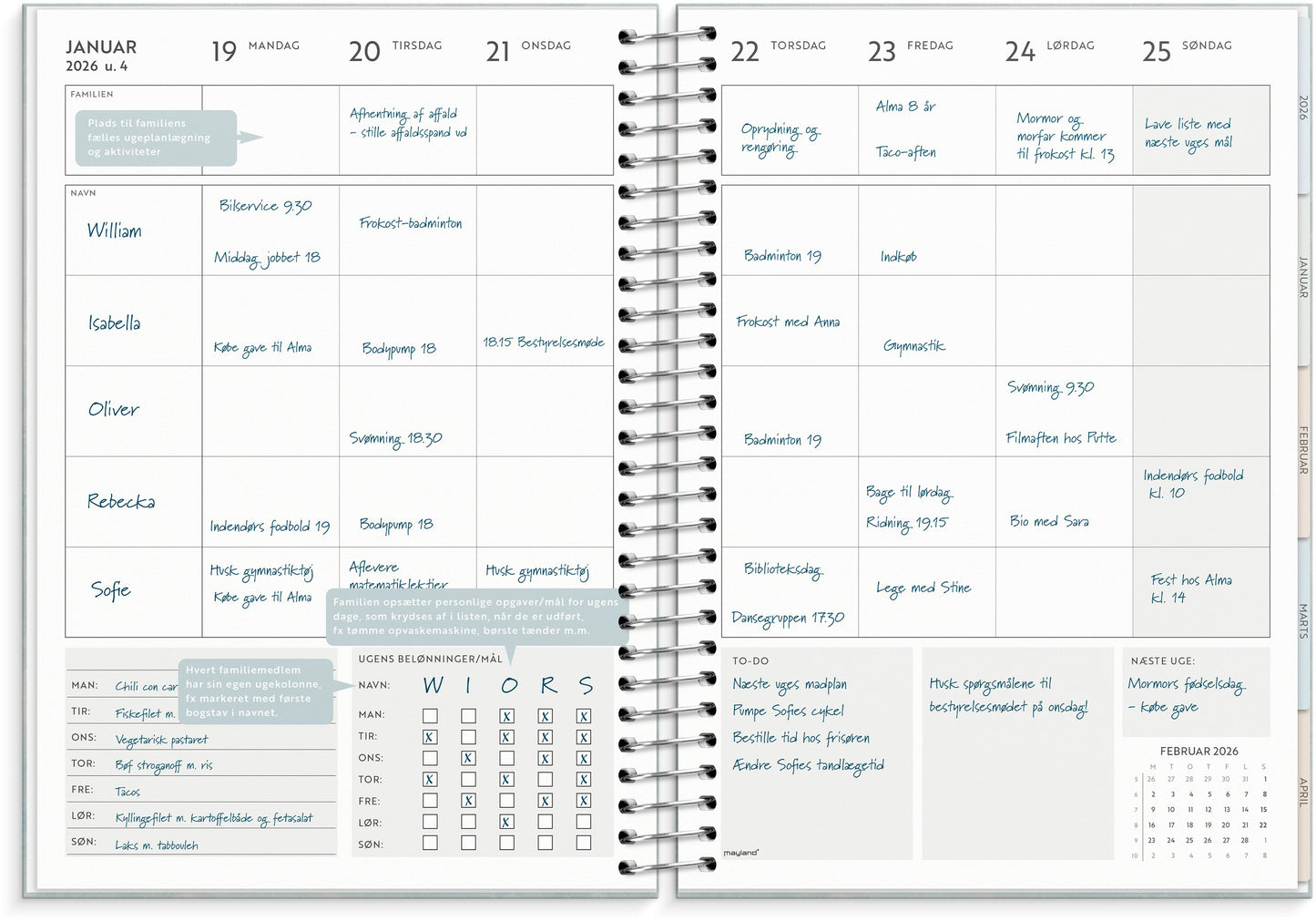 LIFE ORGANIZER FAMILY PLANNER UGEKALENDER 2026