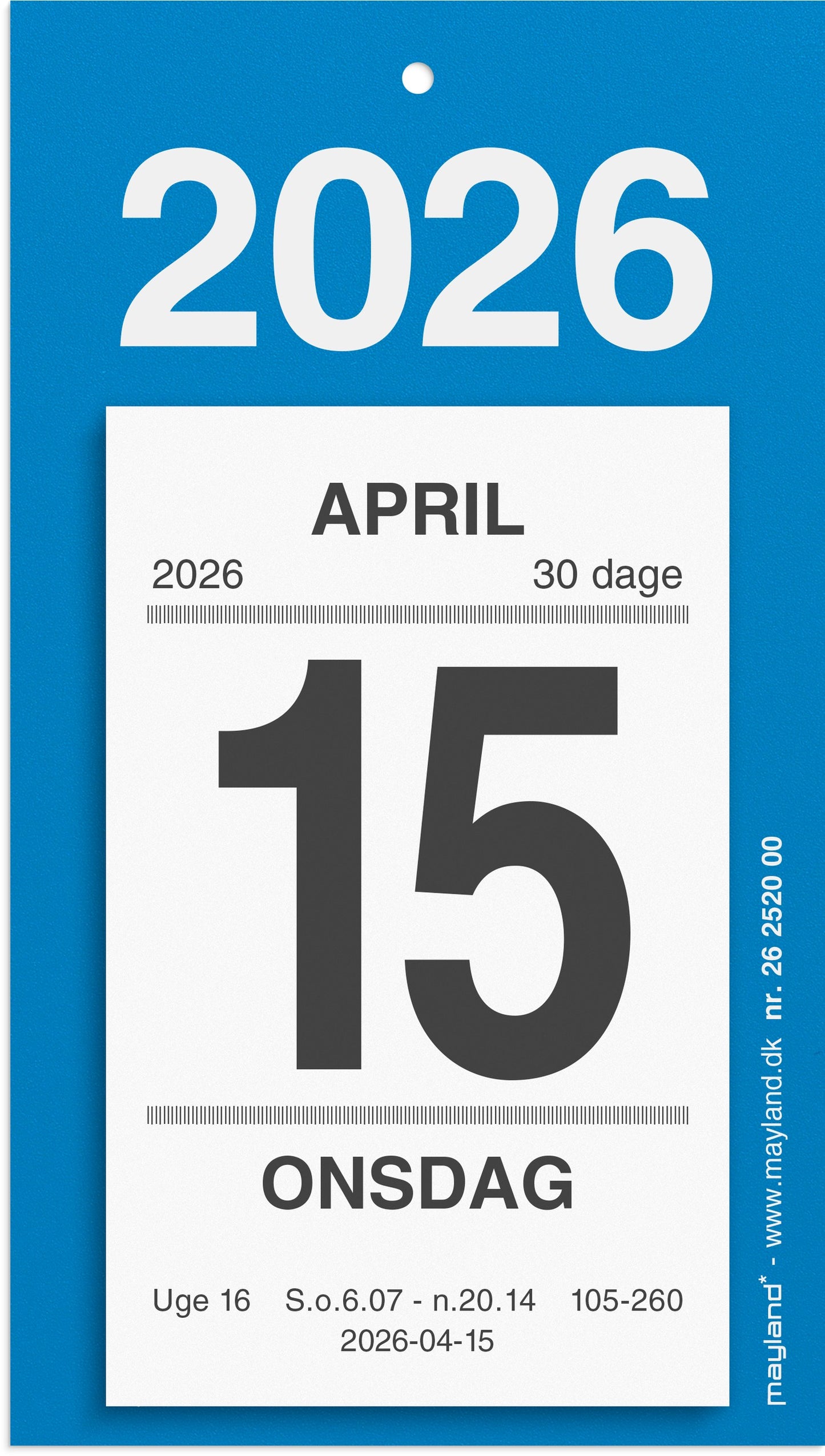 AFRIVNINGSKALENDER M/BAGSIDETEKST 2026