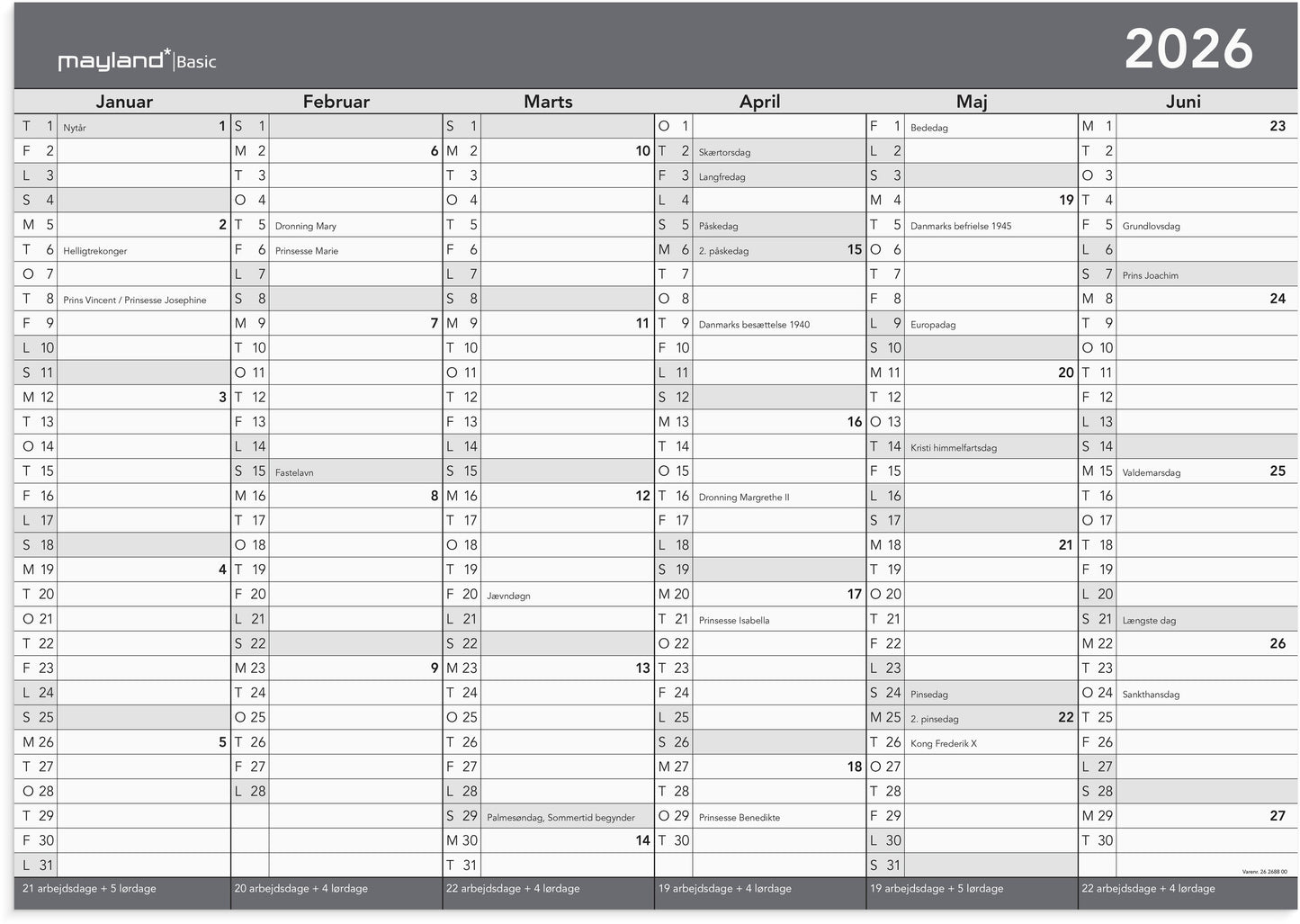 BASIC KONTORKALENDER A2 M7WHITEBOARD FSC MIX