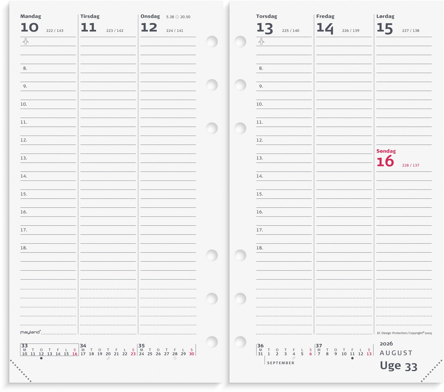 SYSTEM PP UGEKALENDER HØJFORMAT REFILL 2026