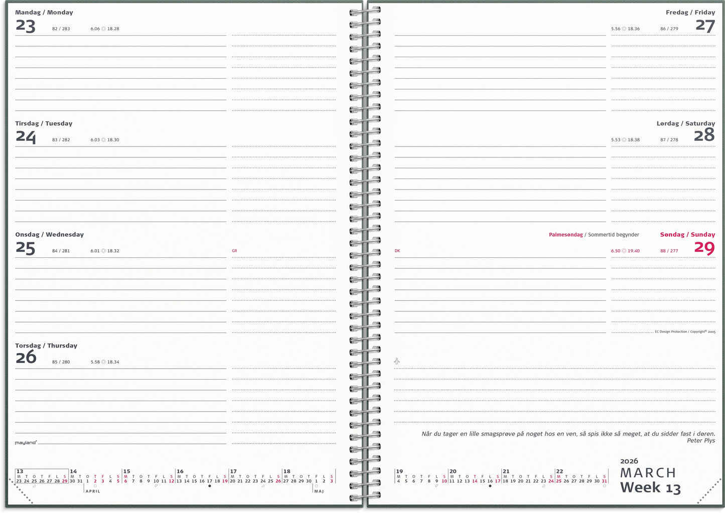 MAYLAND STUDIEKALENDER 25/26 A5 STORY UGE TVÆRFOR.