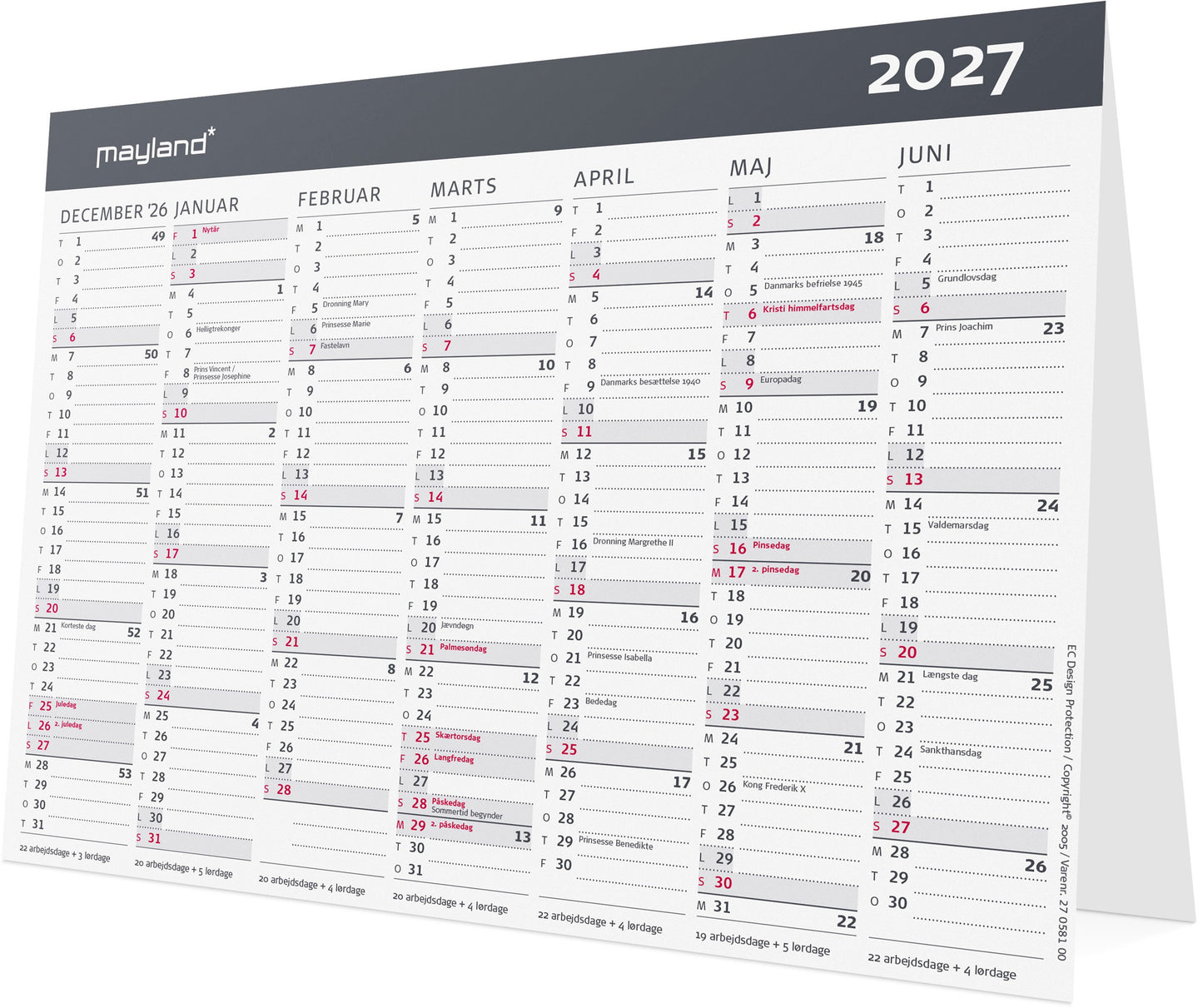KONTOR-BORDKALENDER MODERNE A5 2027