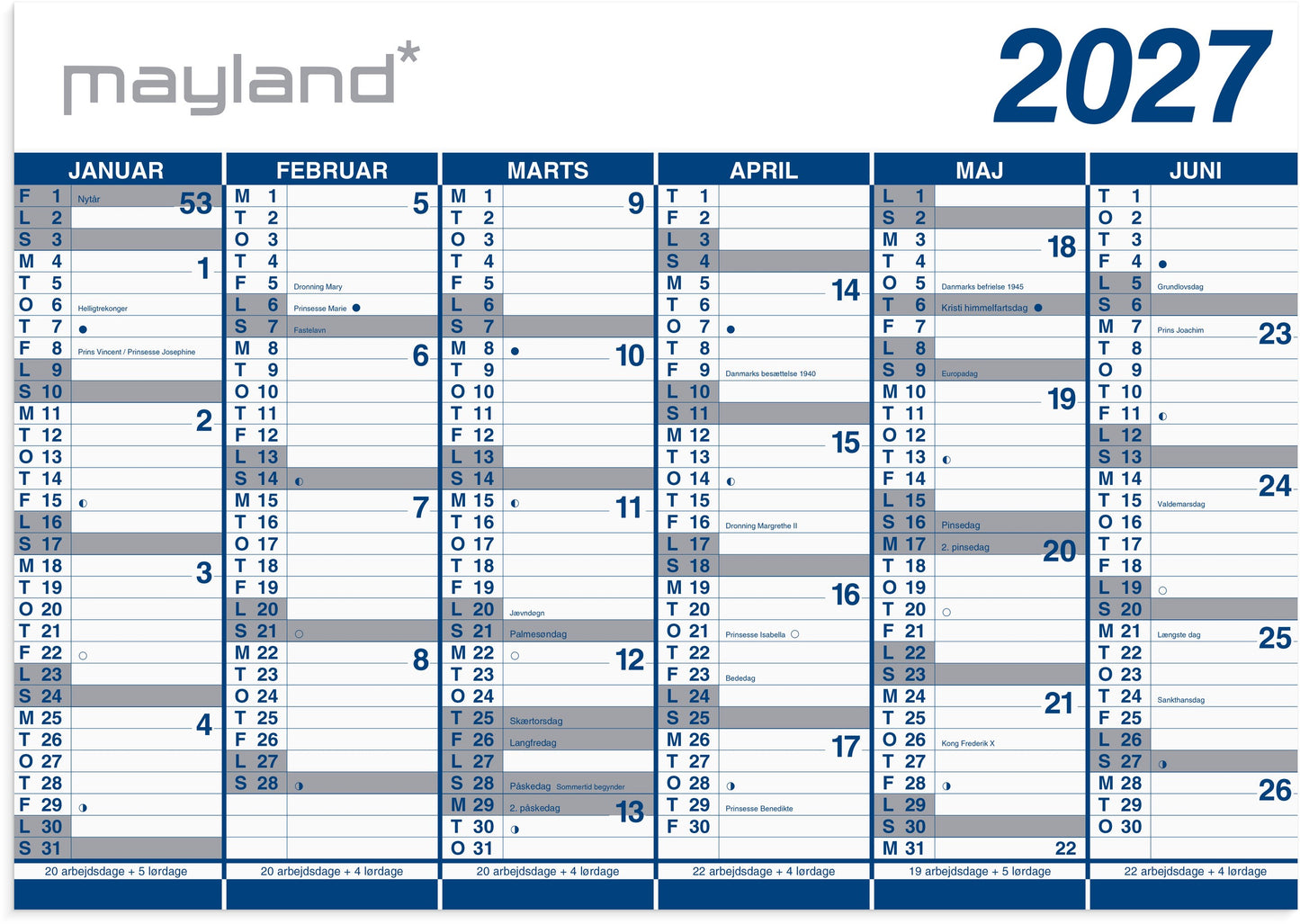 KÆMPEKALENDER 2X6 MDR. PP-PLAST RØR 2027