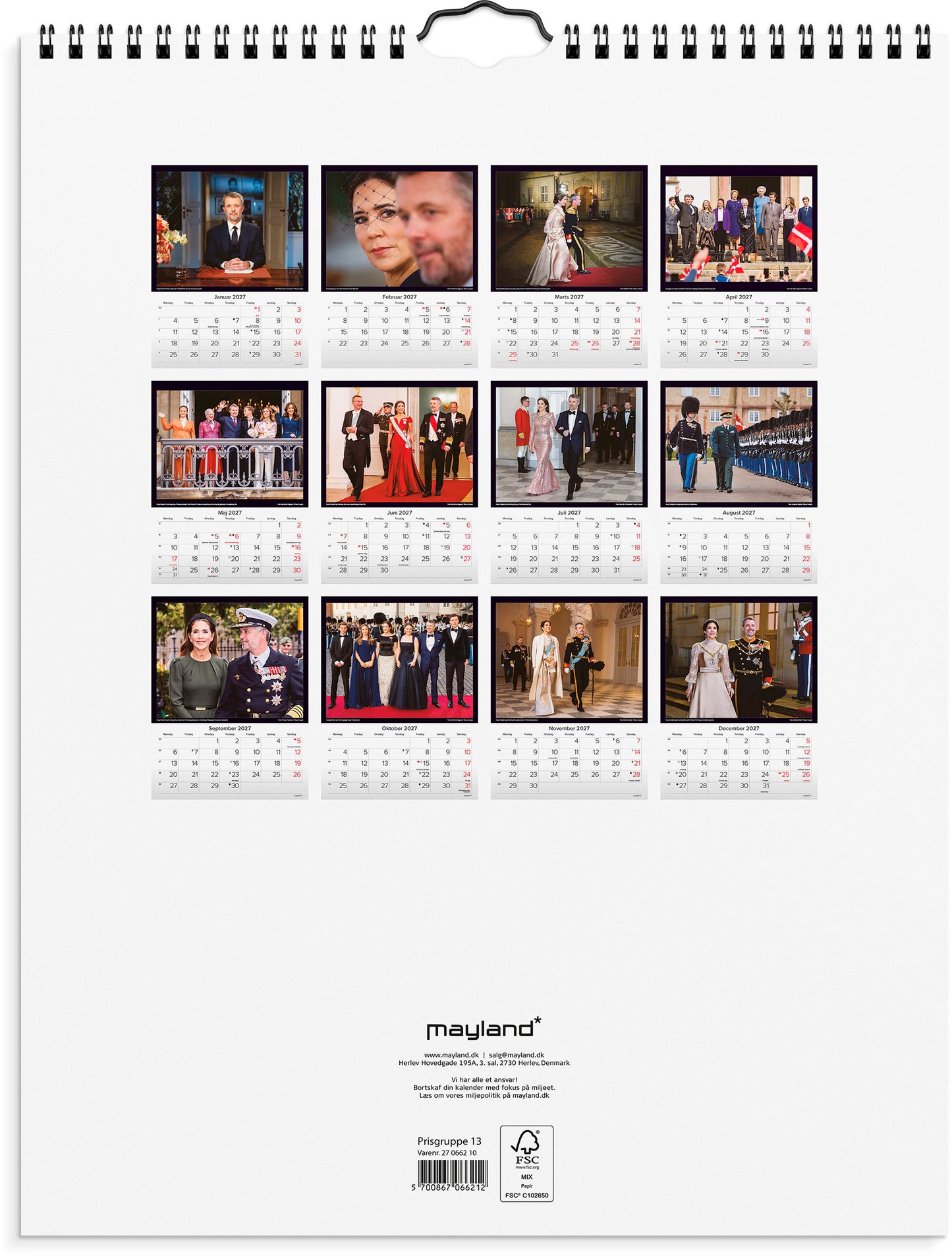 VÆGKALENDER KONGEHUSET 2027