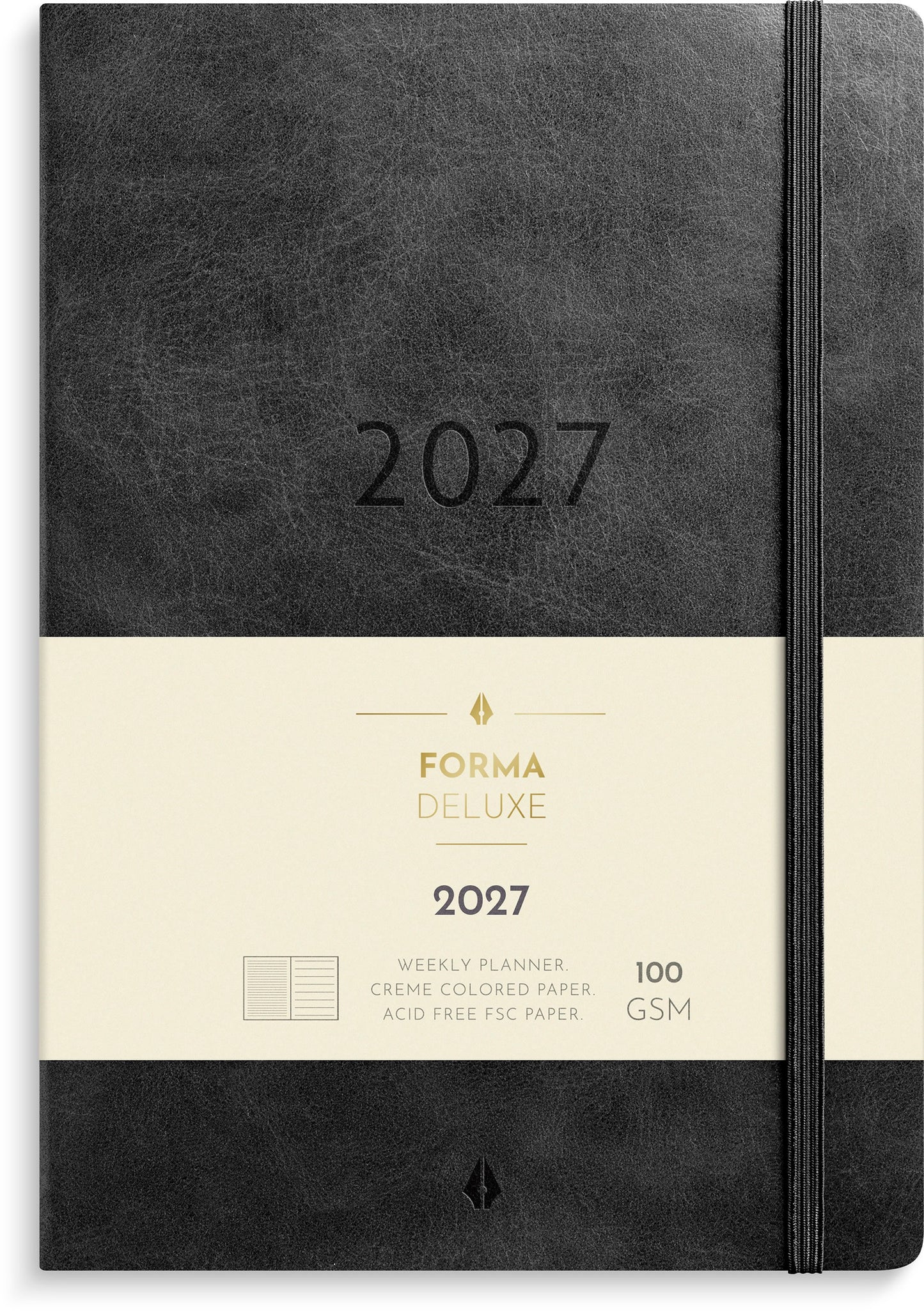A5 FORMA DELUXE UGEKALENDER TVÆRF. SORT KUNSTSKIND 2027
