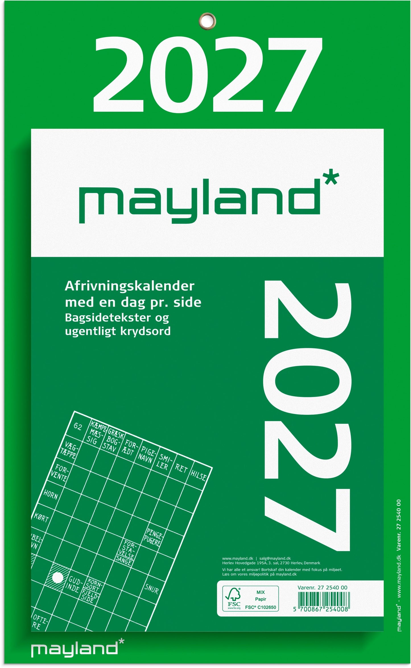KÆMPEAFRIVNINGSKALENDER M/BAGSIDETEKST 2027