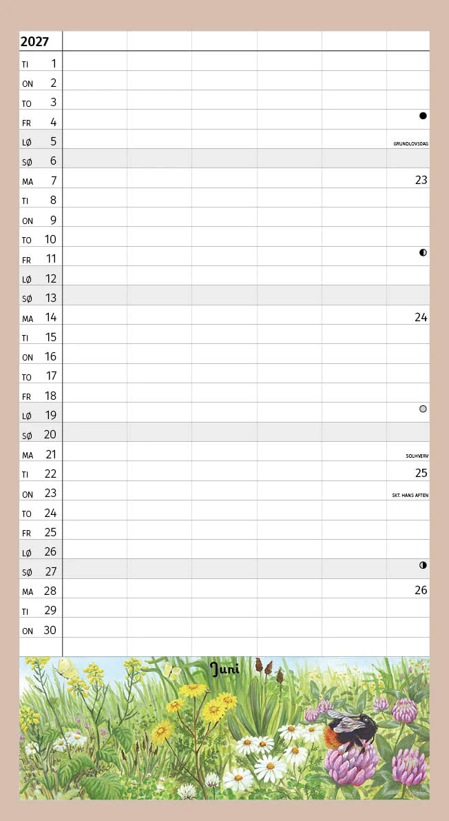 FAMILIELKALENDER SKOLEÅRET RUNDT I NATUREN 26/27 5 KOLONNER