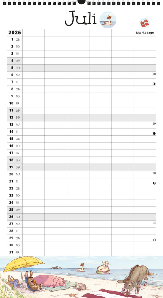 FAMILYPLAN SKOLEÅRSKALENDER 26/27 DYR 5 PERSONER