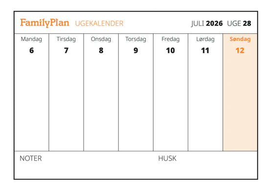 FAMILYPLAN SKOLEÅRSKALENDER 26/27 BLOK