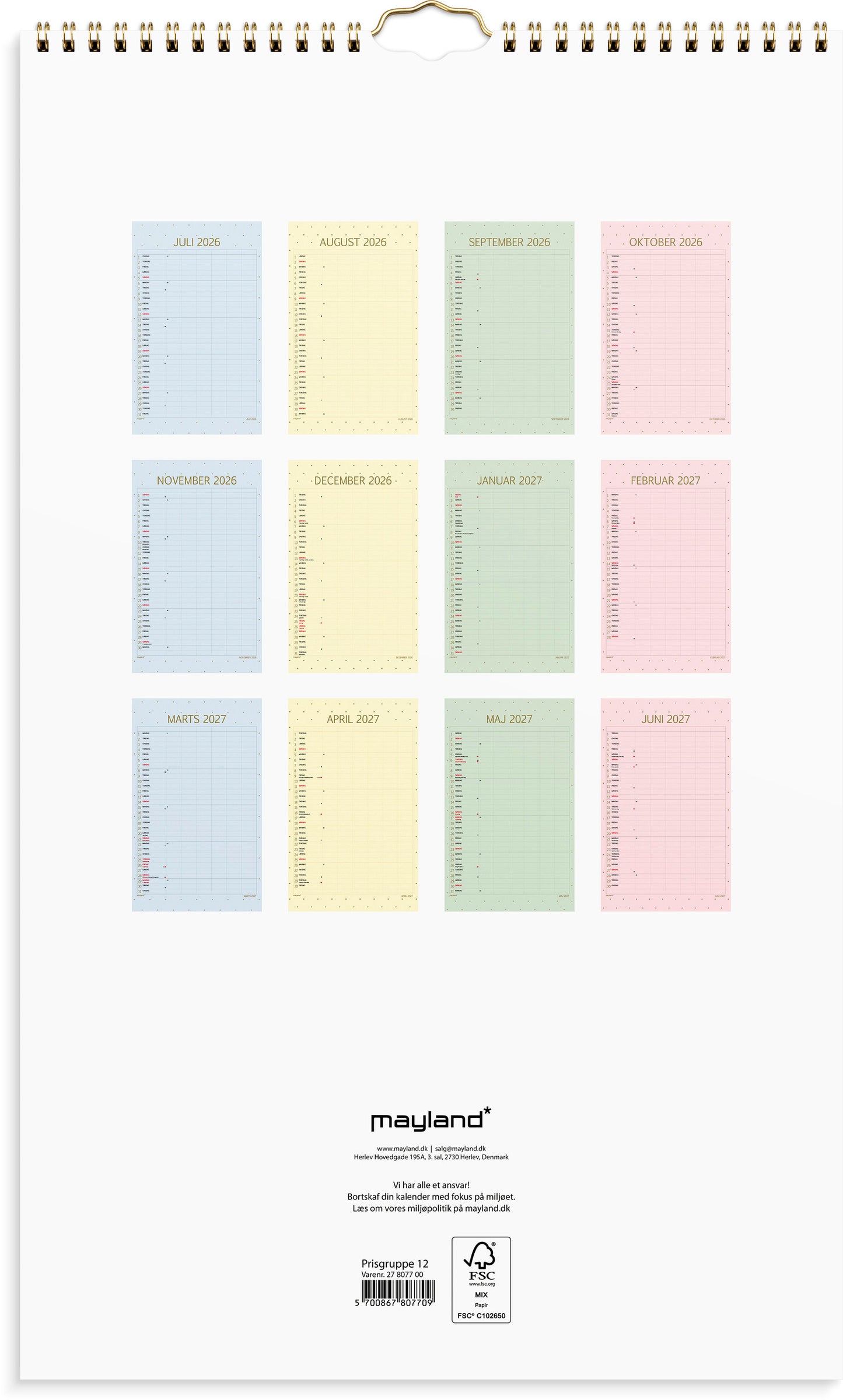 STUDIE FAMILIEKALENDER COLOR 2026/2027