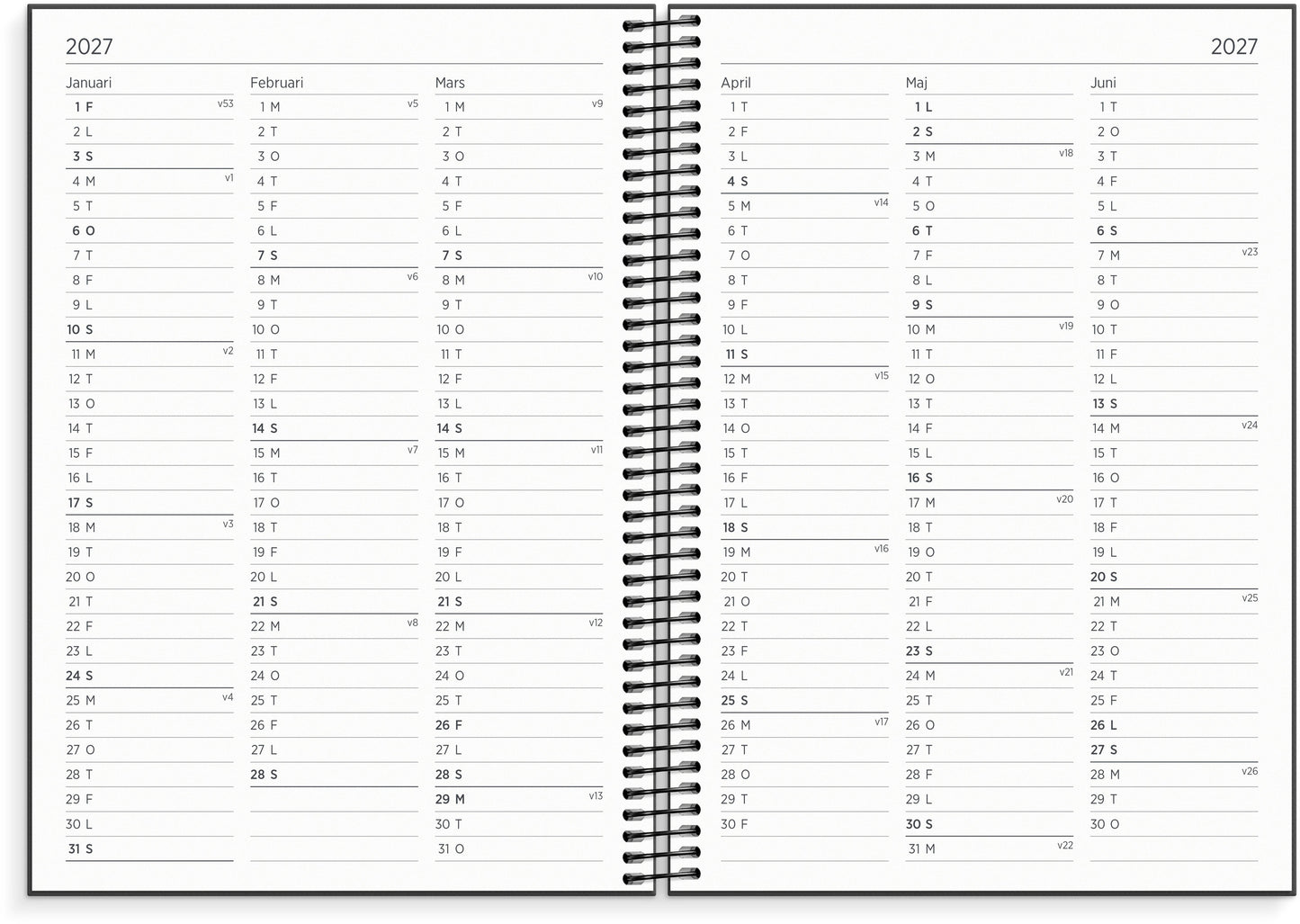 STUDIE ORGANIZER & NOTES A5 UGEKALENDER SORT 2026/2027