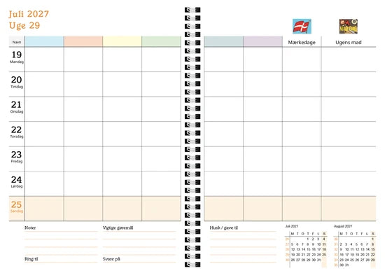 FAMILYPLAN ÅRSKALENDER 2027 BORDKALENDER 6 PERSONER
