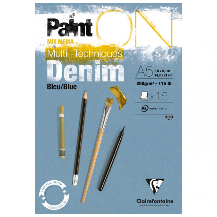 CLAIREFONTAINE PAINT ON DEMIN A5 BLOK
