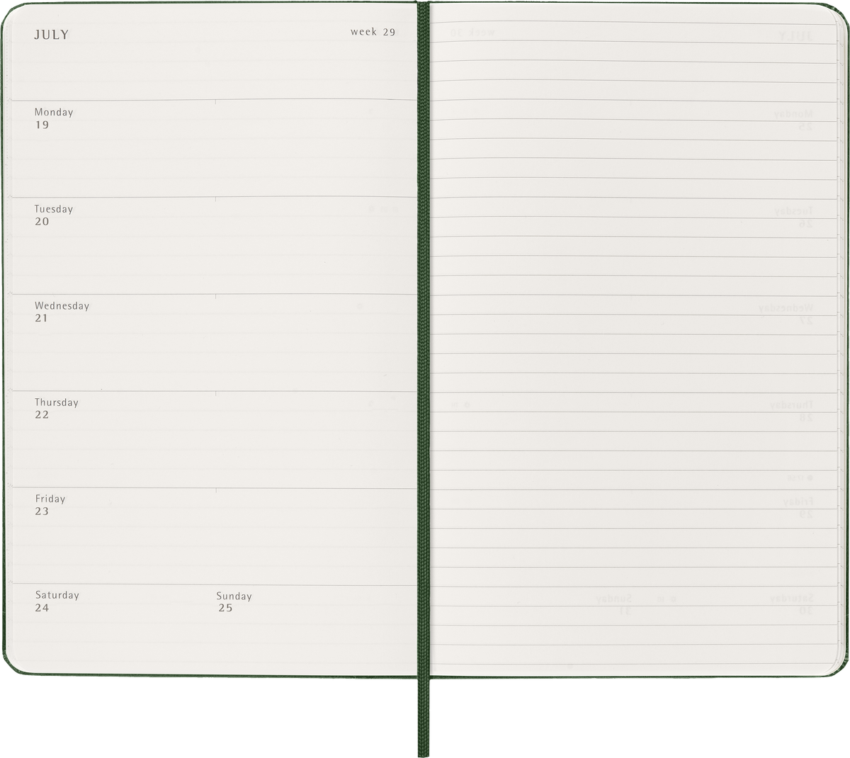 MOLESKINE CLASSIC HARD 12M WEEK NOTE LARGE MYRTLE GREEN 2027