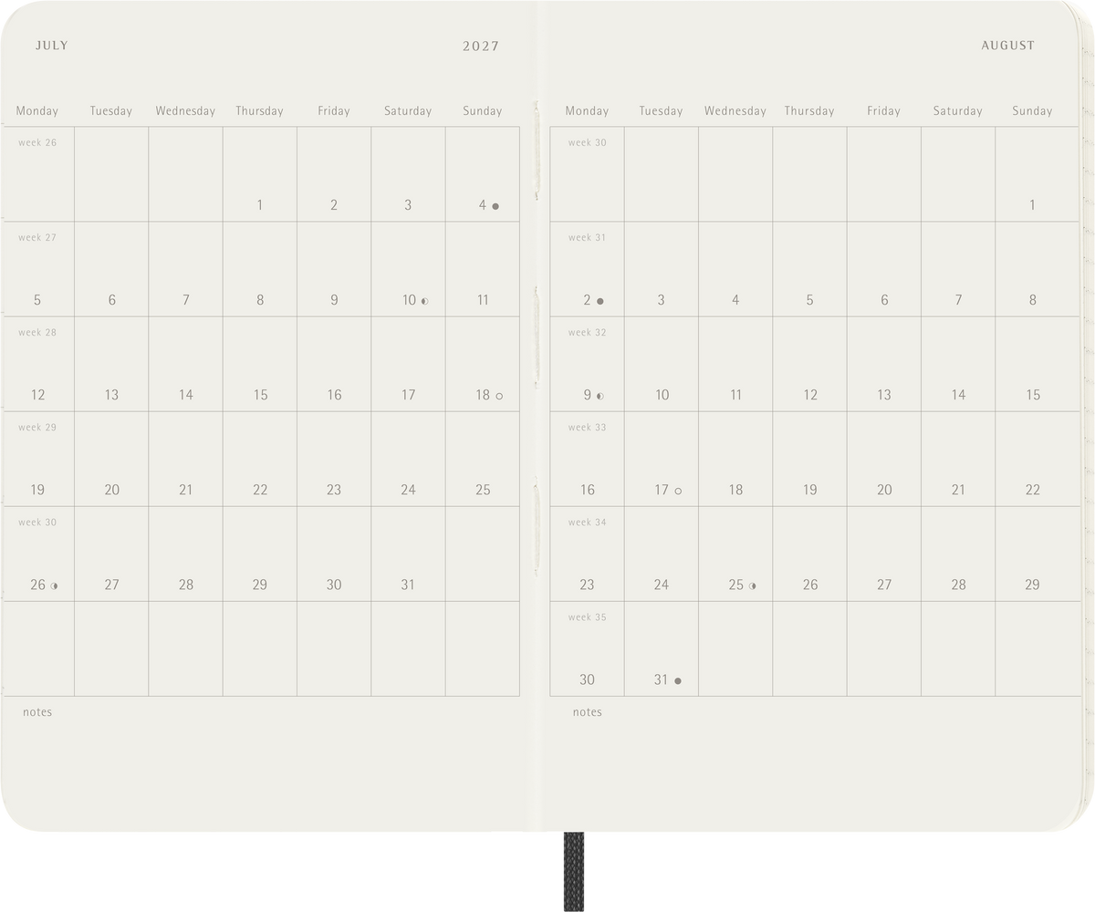 MOLESKINE CLASSIC SOFT 12M WEEK NOTE POCKET SORT 2027