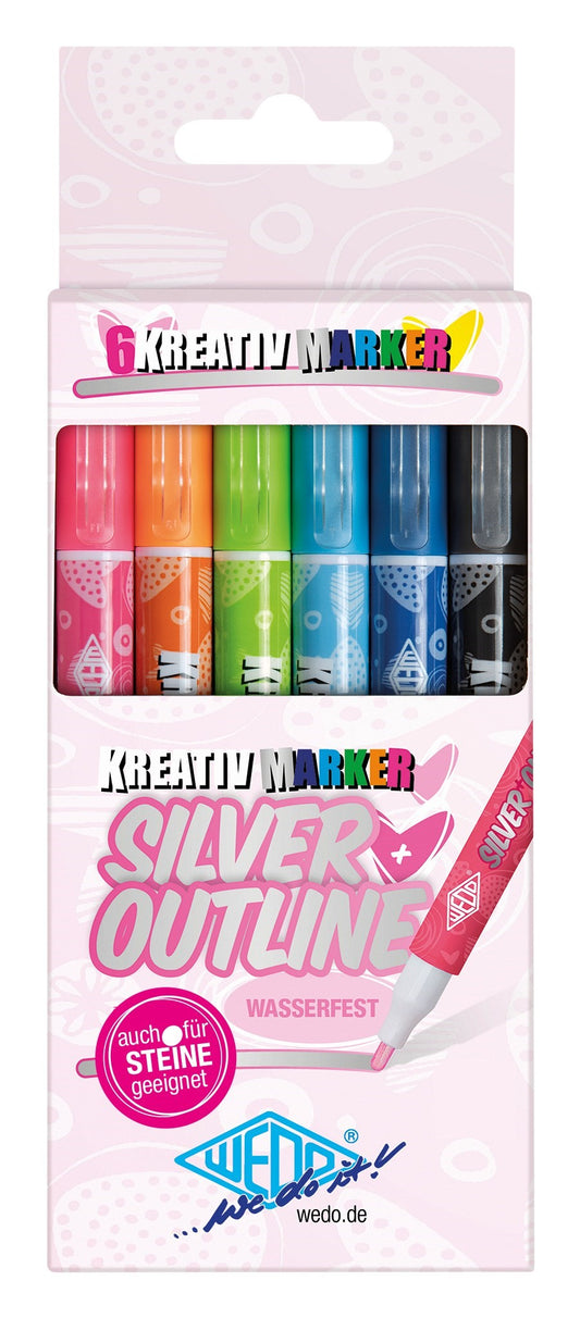 KREATIVE OUTLINER PEN ASS (6) SILVER