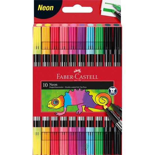 TUSSER FABER CASTELL  DOBBELT NEON FARVER 10 STK