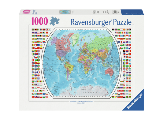 PUSLESPIL 1000 BRIKKER POLITICAL WORLD MAP