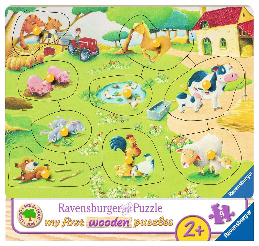 DYRENE PÅ BONDEGÅRDEN 9 BRIKKER KNOPPUSLESPIL