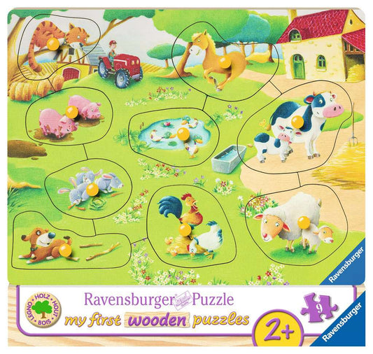 DYRENE PÅ BONDEGÅRDEN 9 BRIKKER KNOPPUSLESPIL