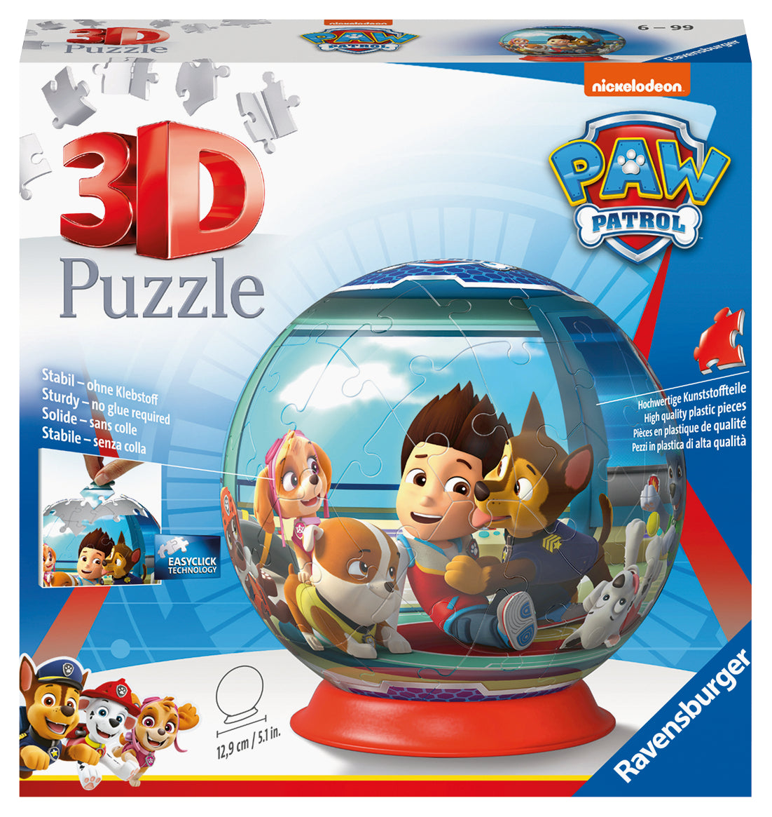 RAVENSBURGER PAW PATROL 3D BALL 72 BRIKKER