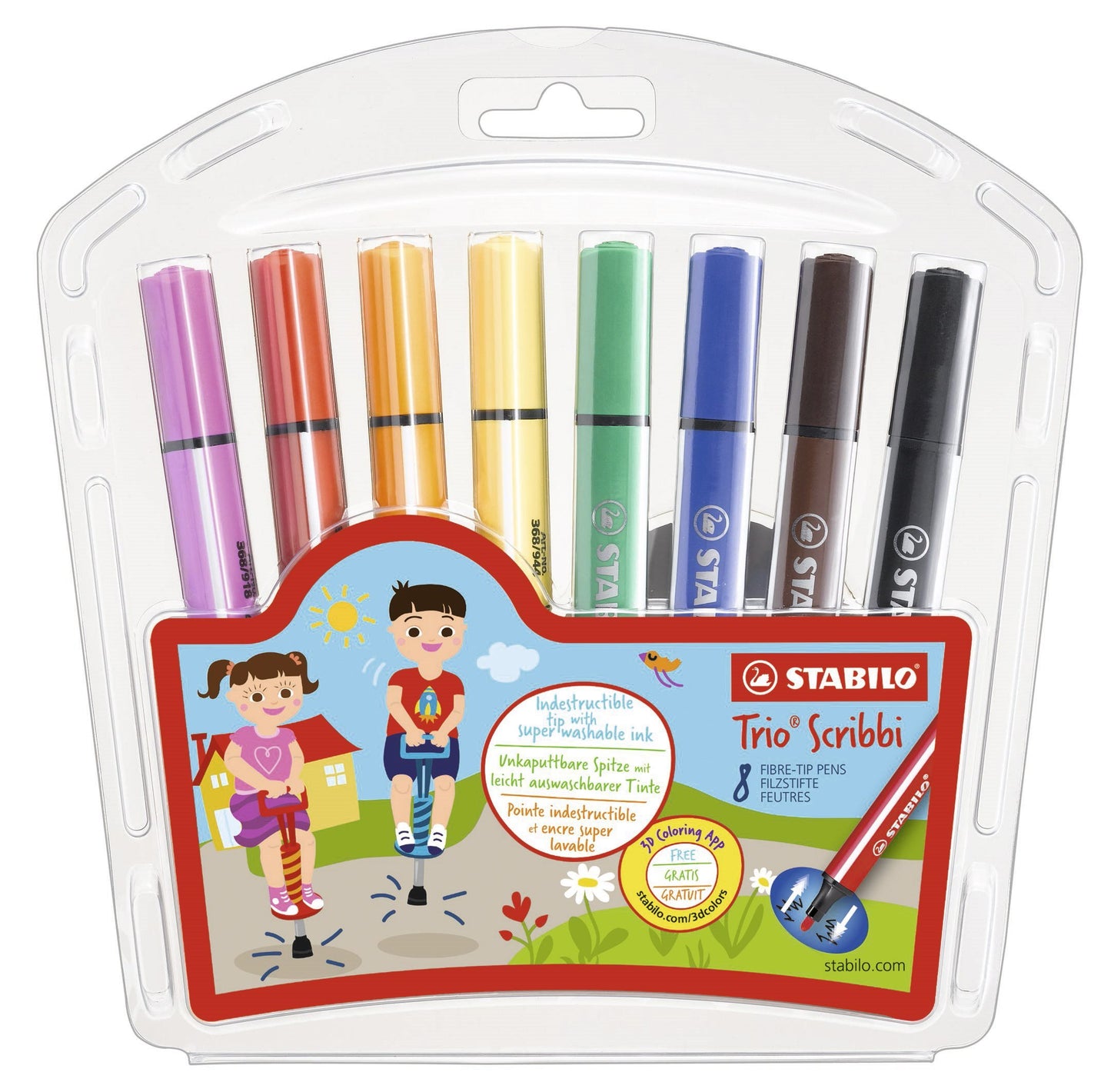 FIBERPEN STABILO TRIO SCRIBBI SÆT 8 ASS.