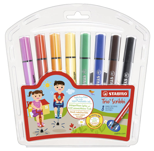 FIBERPEN STABILO TRIO SCRIBBI SÆT 8 ASS.