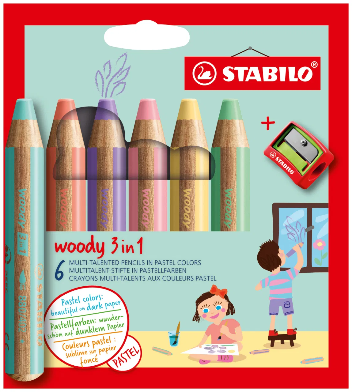 STABILO WOODY PASTEL 6 ASS