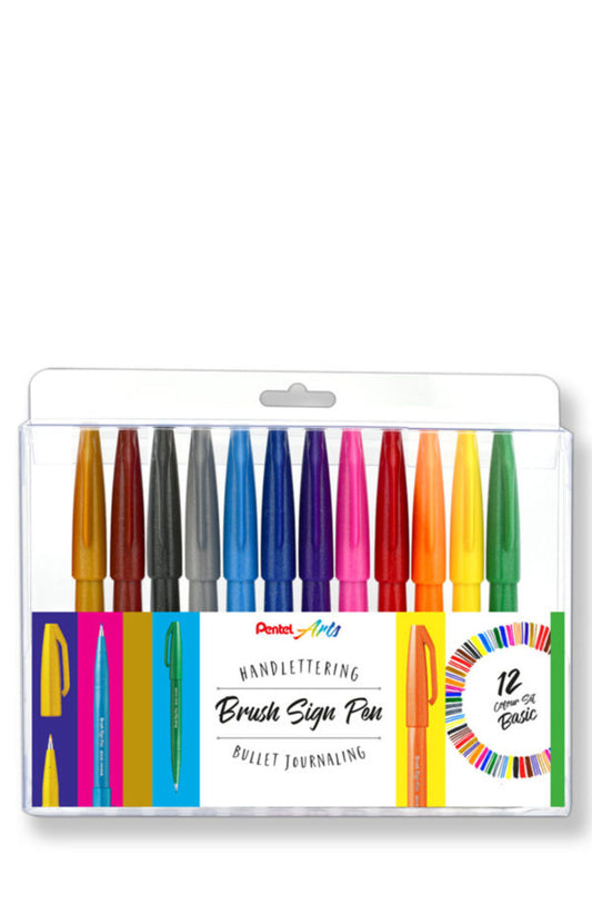 PENTEL BRUSH SIGN PEN 12 STK