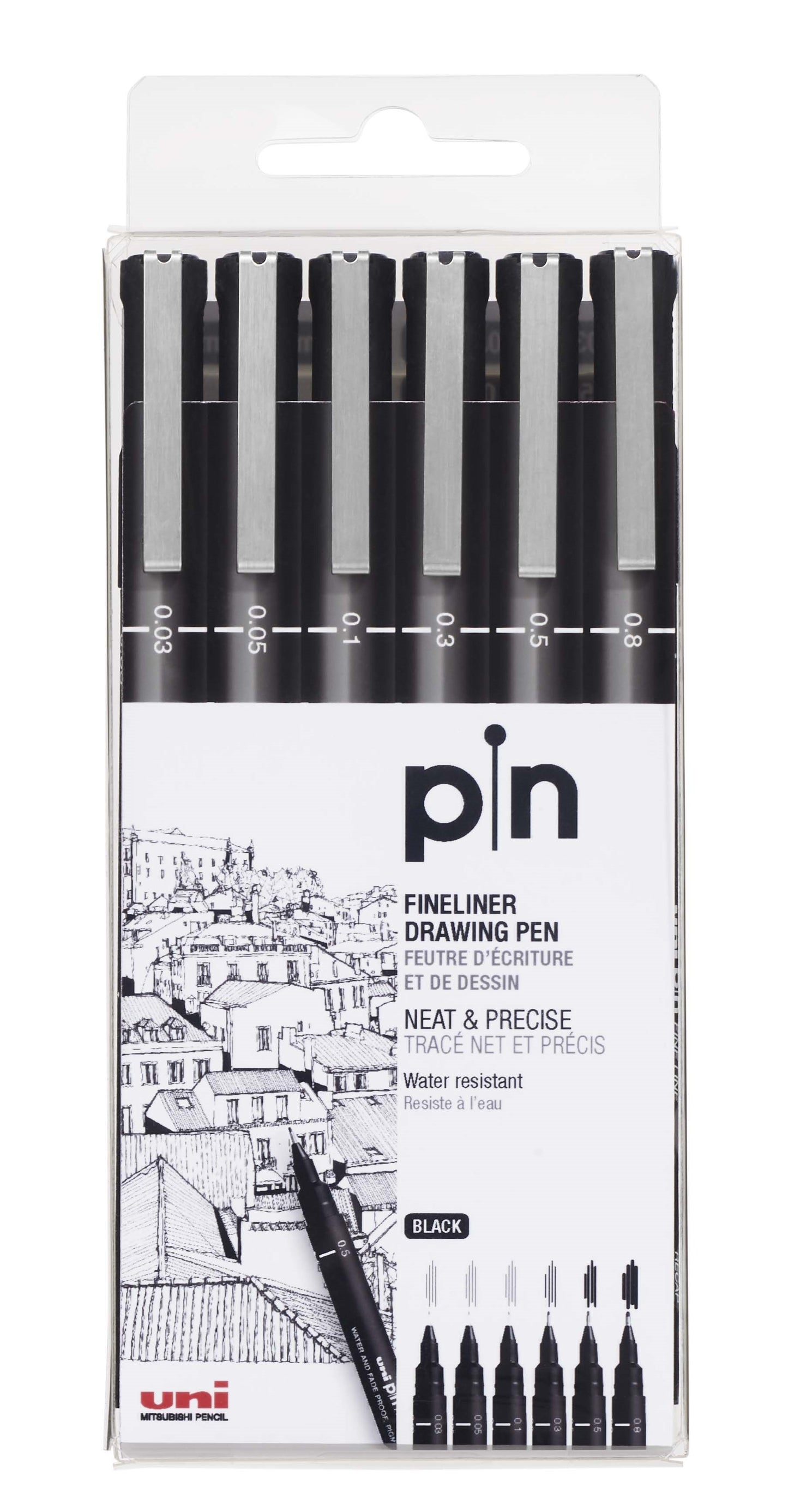 UNI PEN 200 ETUI MED 6 STK.