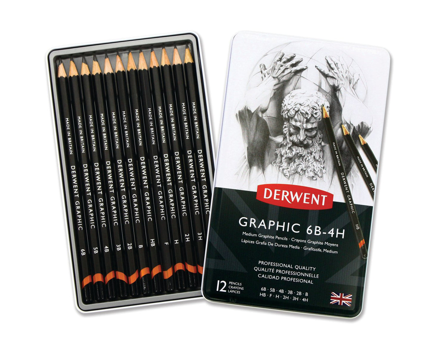 BLYANTER DERWENT GRAPHIC 6B - 4H 12 STK