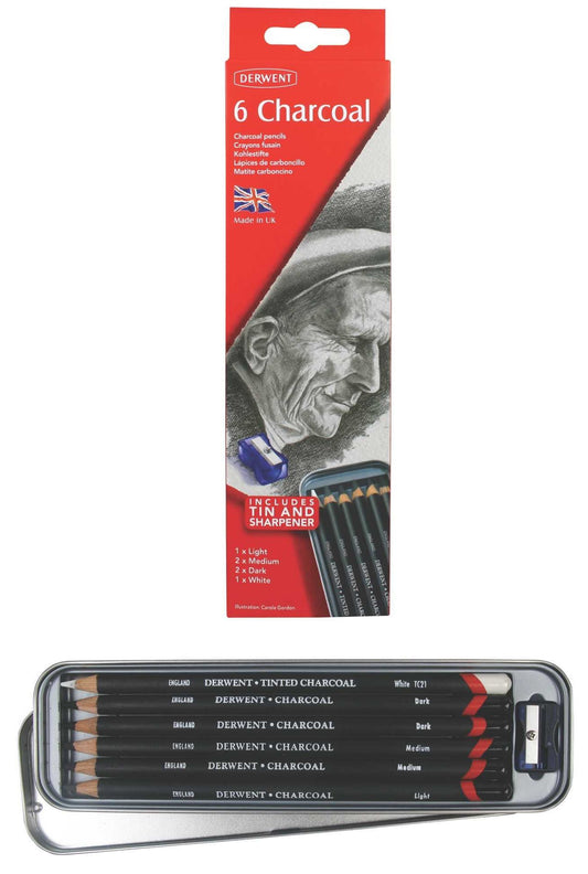 BLYANT DERWENT CHARCOAL 6 STK METALÆSKE