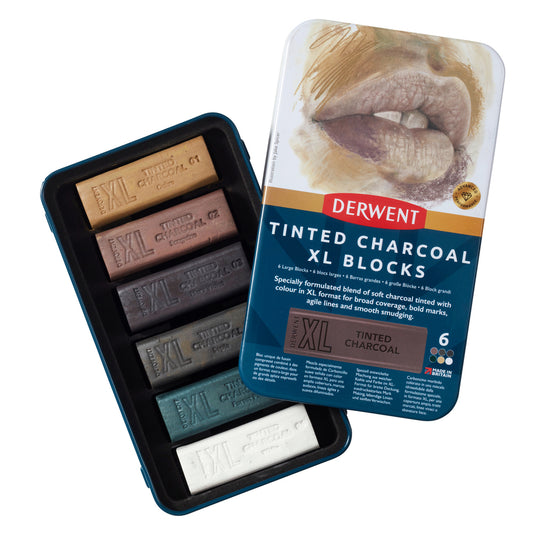 DERWENT TINTED CHARCOAL XL BLOCKS TIN 6 STK