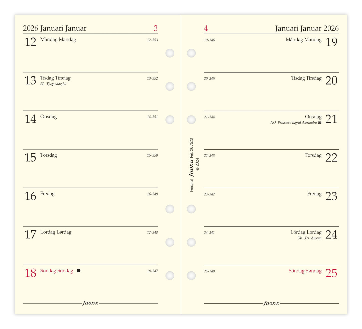 FILOFAX REFILL UGE PR. SIDE PERSONAL 2026